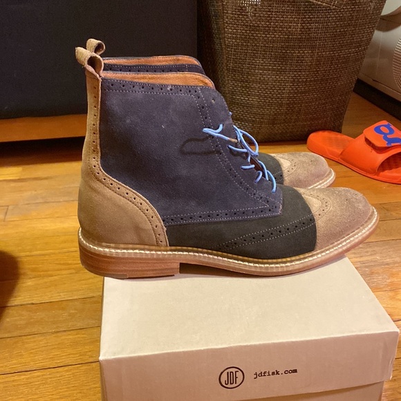 High top brogue patchwork suede boots - Picture 2 of 5